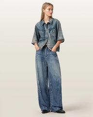 Juni Terry Short Sleeve Illusion Of Denim Shirt