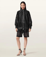 Dual Relaxed Fit Leather Bomber Jacket