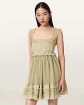 Angela Gathered Frill Mini Dress