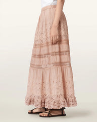Camille Embroidered Tiered Maxi Skirt