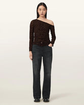 Mimi Off-The-Shoulder Leopard Mesh Top