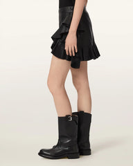Luana Asymmetric Leather Mini Skirt