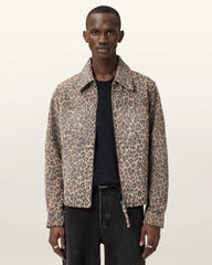 Dellcot Leopard Print Suede Jacket