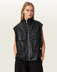 Flor Relaxed Fit Leather Gilet
