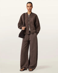 Sofi Linen Blend Drawstring Bomber Jacket