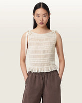 Lotus Shirred Boat Neck Top