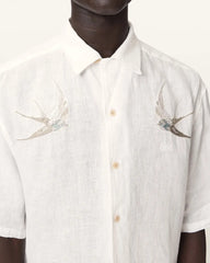 Avia Short Sleeve Embroidered Linen Shirt