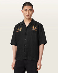 Avia Short Sleeve Embroidered Linen Shirt