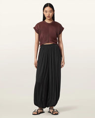 Mira Cropped Satin Drawcord T-Shirt