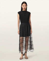Celia Sheer Overlay Midi Skirt