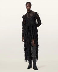Cavarly Tiered Lace Maxi Dress