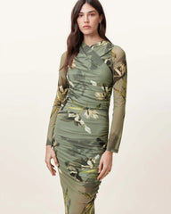 Hanako Print Mesh Wrap Maxi Dress
