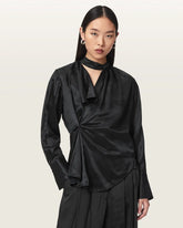 Zellie Silk Blend Pleated Top