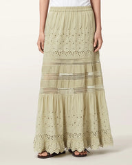 Camille Embroidered Tiered Maxi Skirt