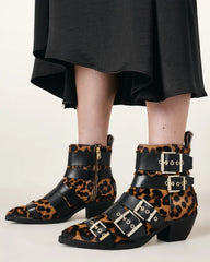 Jane Buckle Pointed Leather Boots