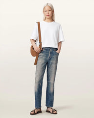Ida Terry Straight Leg Illusion of Denim Pants