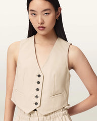 Arla Sleeveless Leather Vest