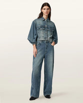 Carter Stripe Mid Rise Denim Jeans