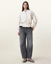 Sofi Drawstring Leather Bomber Jacket