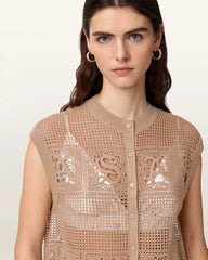 Kyra Open Knit Crochet Cotton Vest