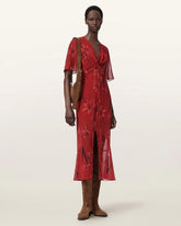 Mollie Twist Detail Floral Midi Dress