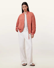 Dana Relaxed Fit Suede Bomber Jacket