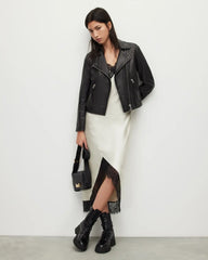 Dalby Slim Fit Leather Biker Jacket