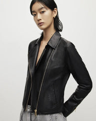 Vela Slim Fit Leather Biker Jacket