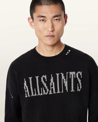 Crossed Oversized Crew Neck Embroidered Sweater