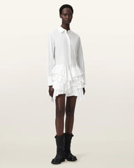 Kristi Ruffle Cotton Shirt Dress