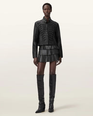 Nara Leather Pleated Mini Skirt
