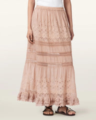 Camille Embroidered Tiered Maxi Skirt