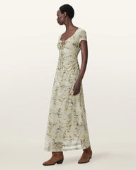 Gabby Floral Print Mesh Maxi Dress