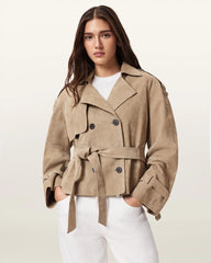 Reed Cropped Suede Trench Coat