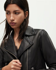 Dalby Slim Fit Leather Biker Jacket