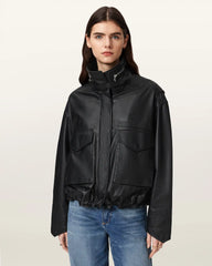 Clay Cropped Leather Jacket