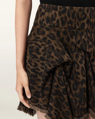 Crissy Leopard Print Denim Mini Skirt
