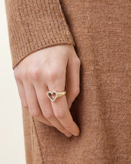 Vida Heart Bead Embellished Signet Ring