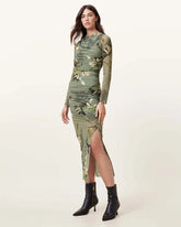 Hanako Print Mesh Wrap Maxi Dress
