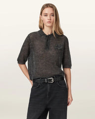 Anabel Pointelle Embroidered Polo T-Shirt