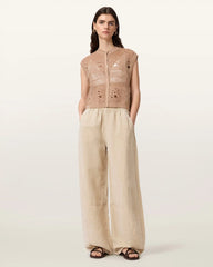 Kyra Open Knit Crochet Cotton Vest