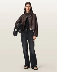 Ryder Funnel Neck Leather Jacket