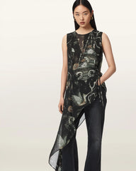 Enola Asymmetric Printed Wrap Top