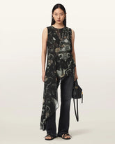 Enola Asymmetric Printed Wrap Top
