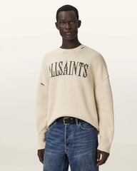 Crossed Oversized Crew Neck Embroidered Sweater