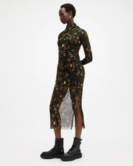 Tia Mesh Printed Midi Dress