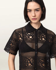 Kyra Crochet Cropped Polo T-Shirt