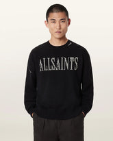 Crossed Oversized Crew Neck Embroidered Sweater