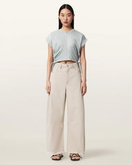 Mira Cropped Satin Drawcord T-Shirt