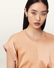 Mira Cropped Satin Drawcord T-Shirt